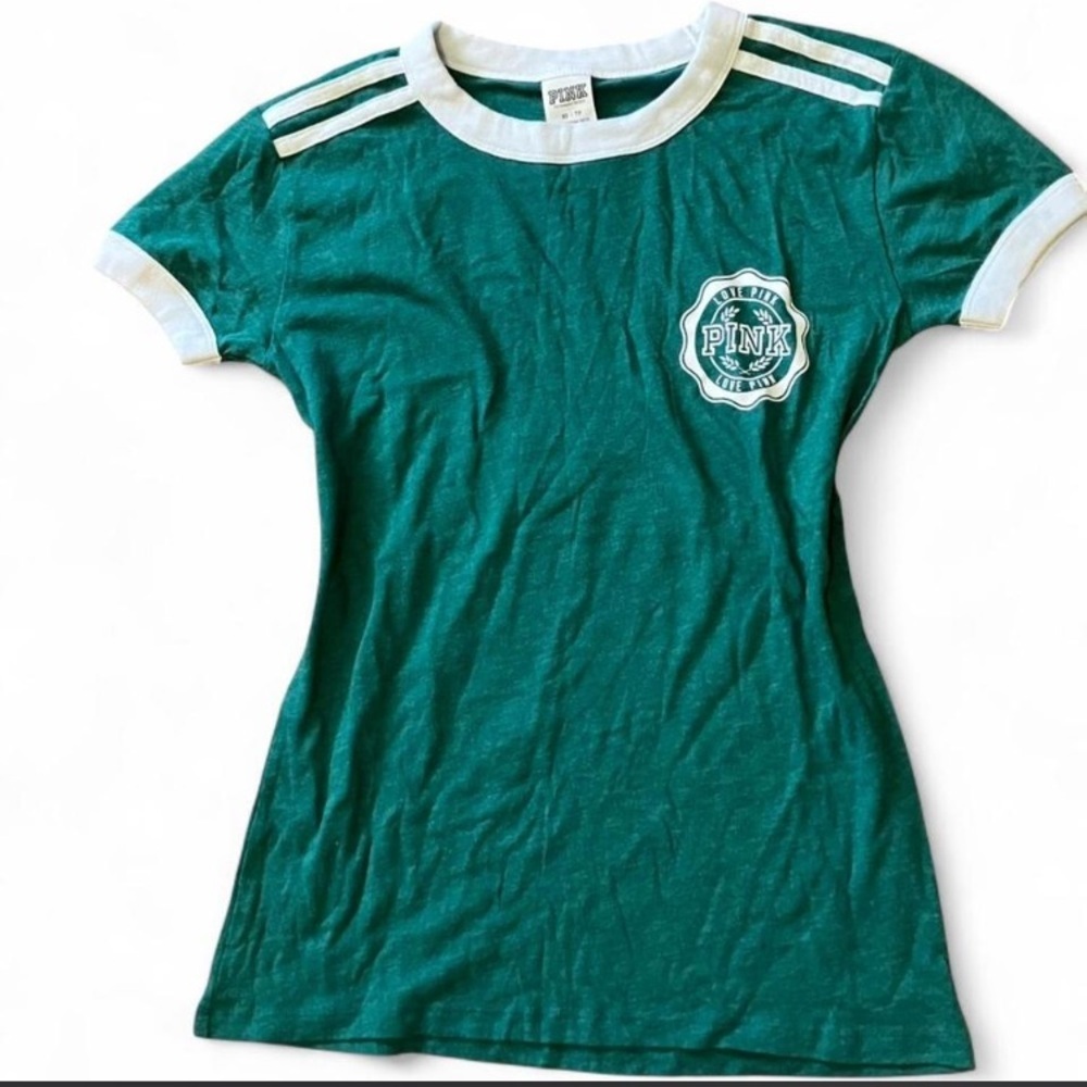 PINK Victoria's Secret Teal Tee with White Accents